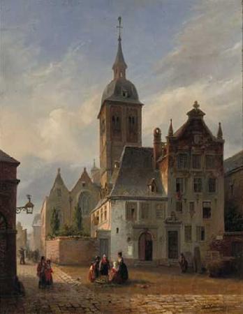 unknow artist On the sunlit church square Norge oil painting art